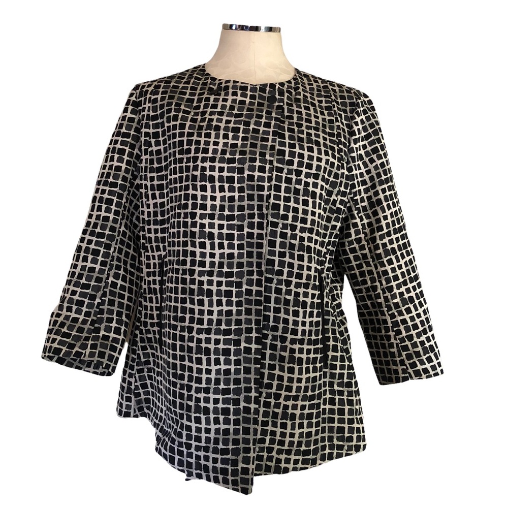 Lafayette 148 | Blazer Jacket Size 14 Multicolor Print Zippered Pockets